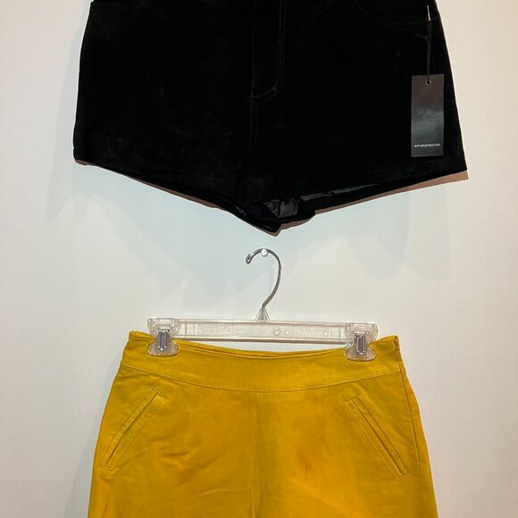 2 set - Suede Short, Black & Yellow Trim - Leather Size 27, Medium - Forever 21 - Picture 1 of 11